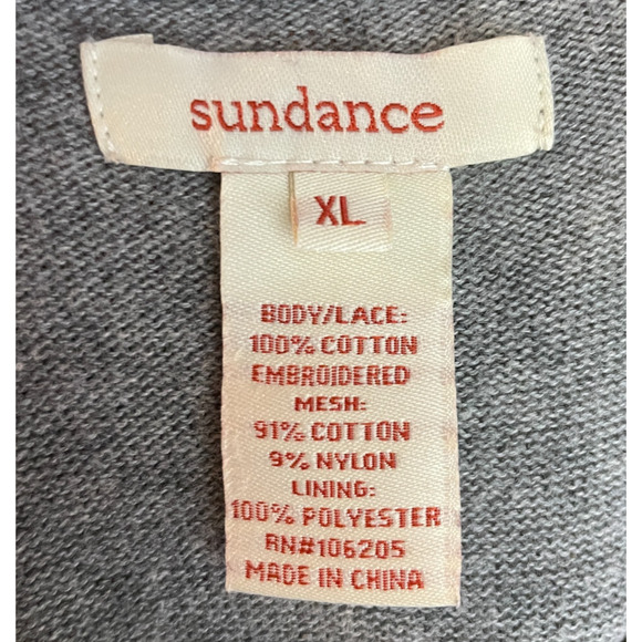 Women's XL Sundance Gray Lace Front Scoop Neck Cotton Knit Tunic Top - Picture 4 of 4